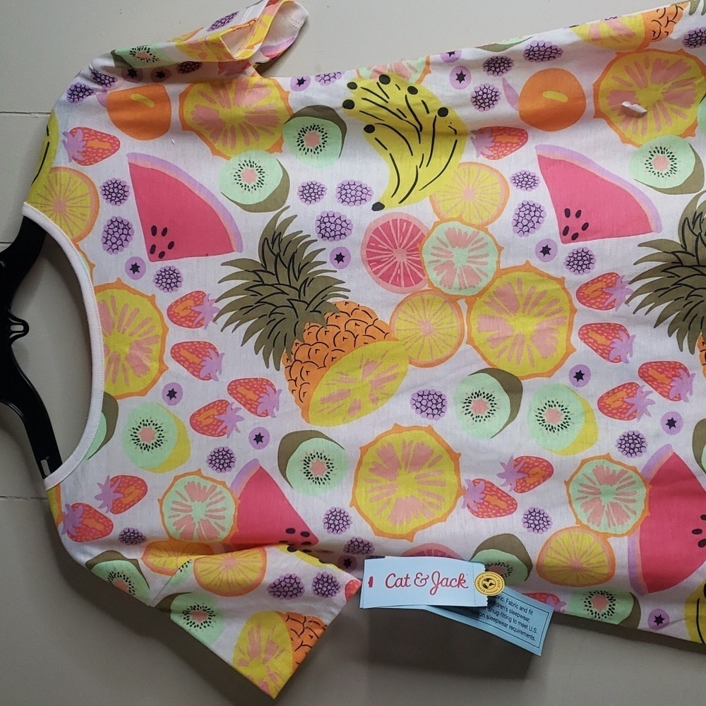 Cat & Jack Fruit Style Print Short Sleeve Sleepwear/ Nightgown - Picture 7 of 7